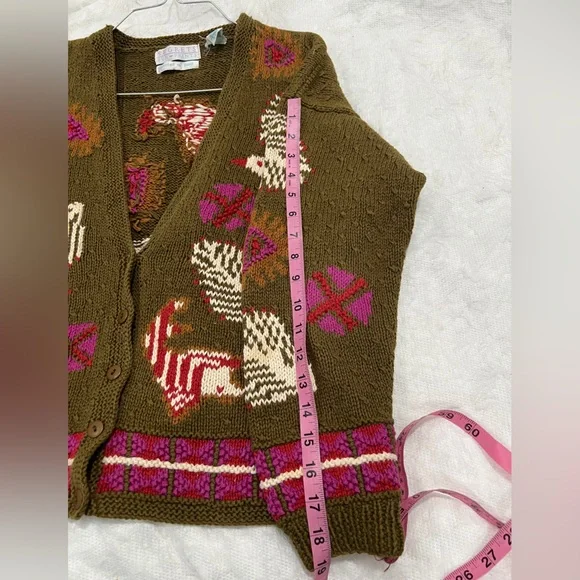 Vintage segrets sun prinst knitted by hand cardigan Sweater Size S - Picture 5 of 14